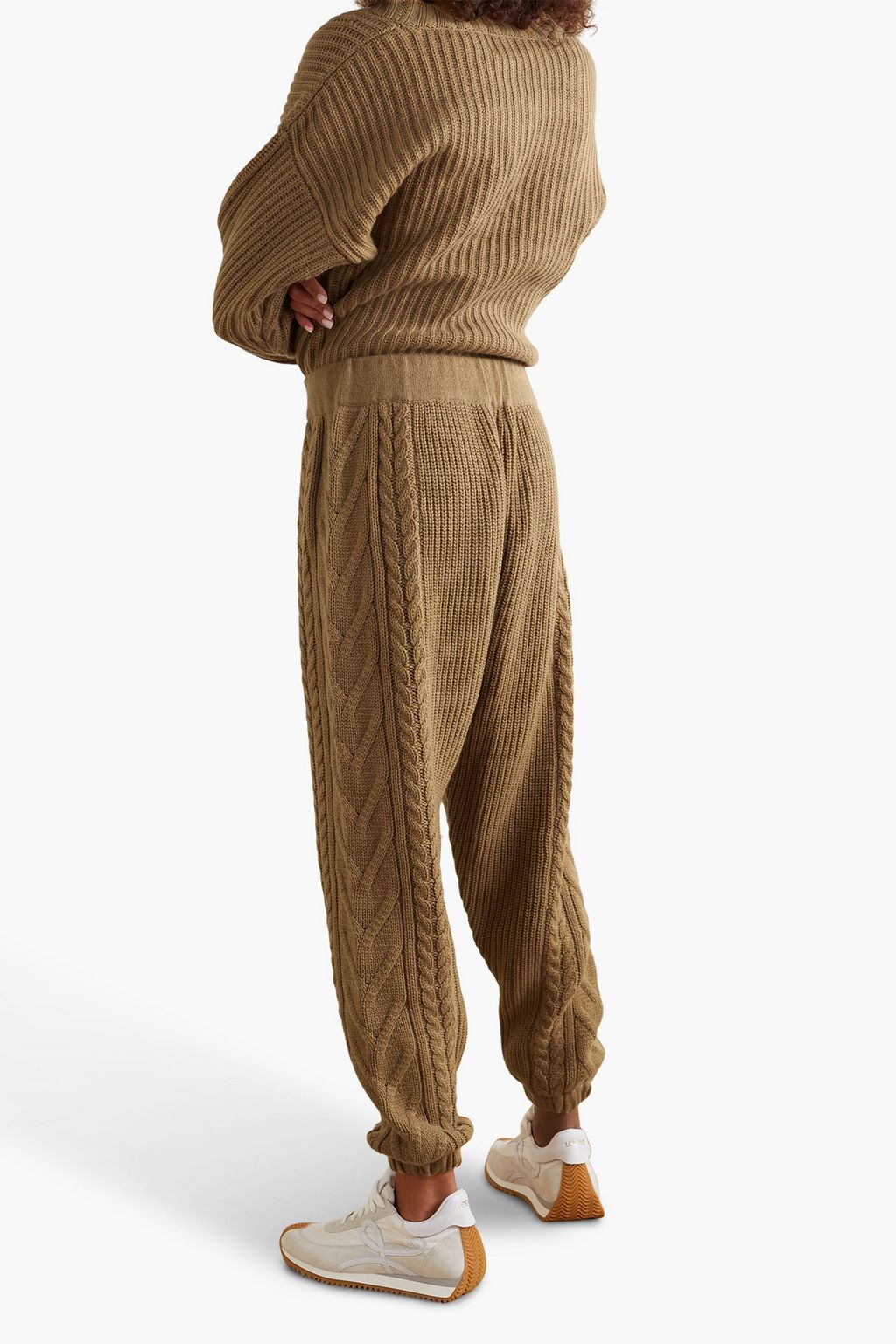 MADELEINE THOMPSON Saas Grund cable-knit wool and cashmere-blend track pants