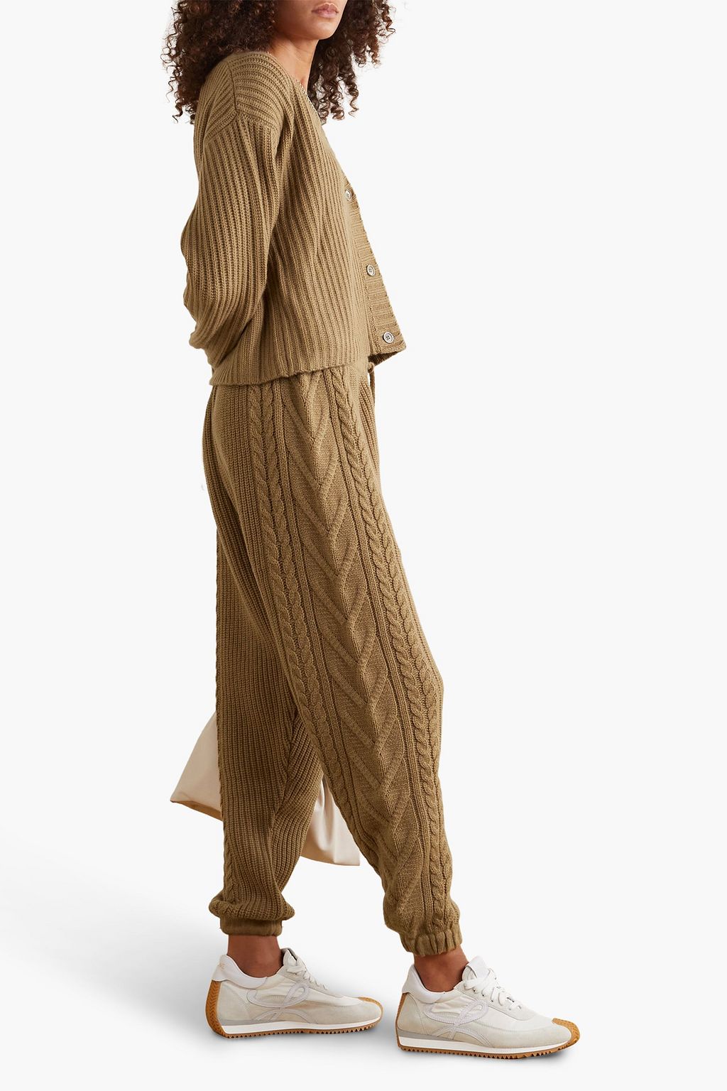 MADELEINE THOMPSON Saas Grund cable-knit wool and cashmere-blend track pants