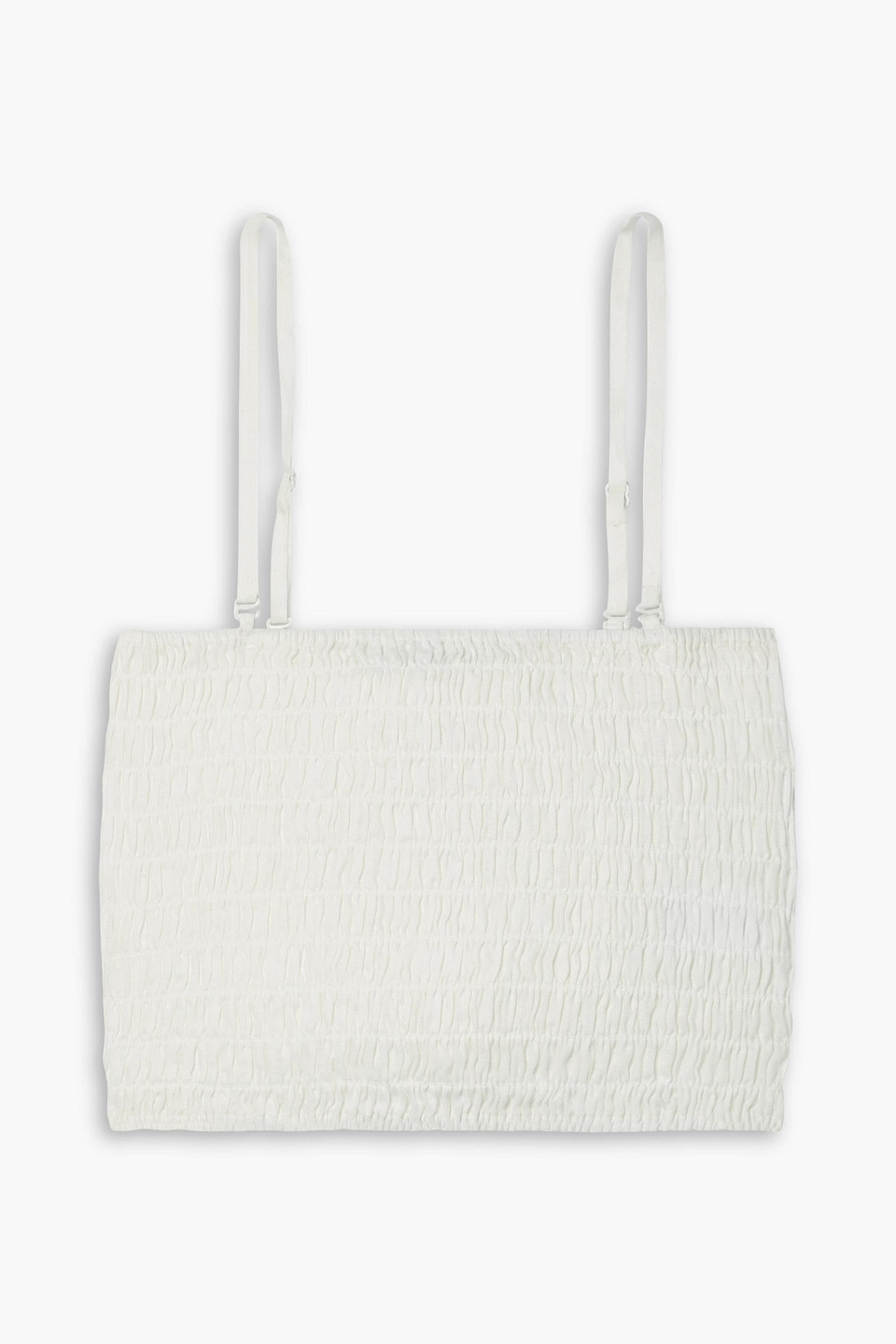 Shop Atm Anthony Thomas Melillo Cropped Shirred Linen Tank In Off-white