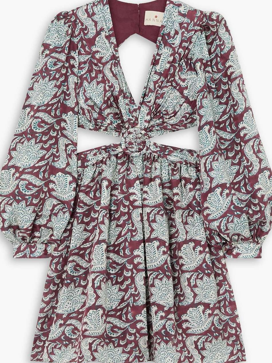 mia cutout floral-print silk-voile mini dress