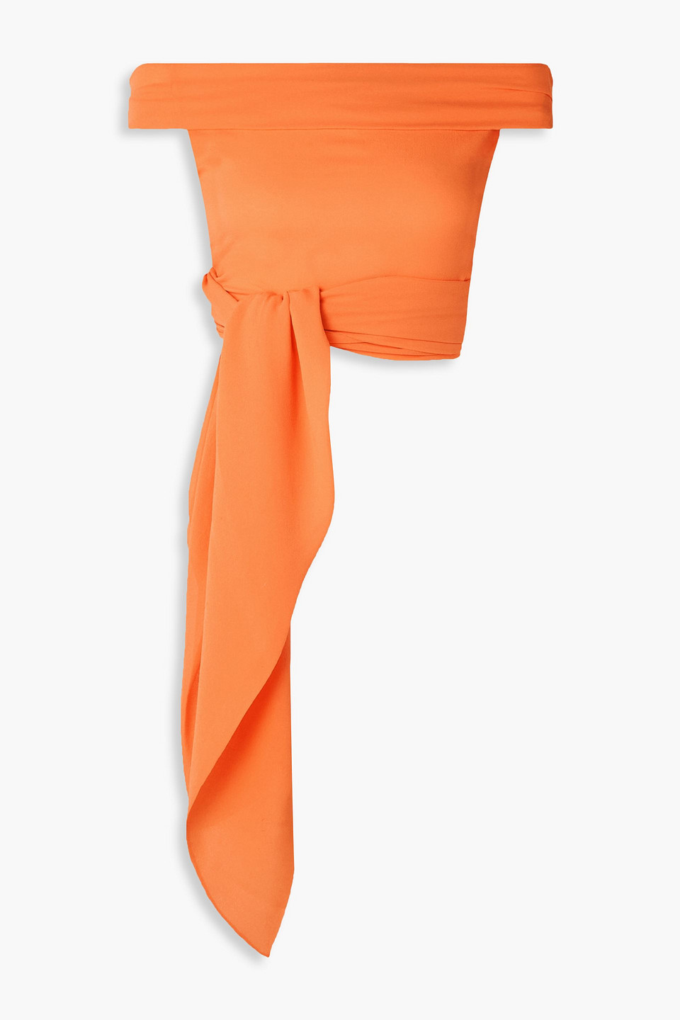Cortana Sen Off-the Shoulder Draped Silk Top In Orange