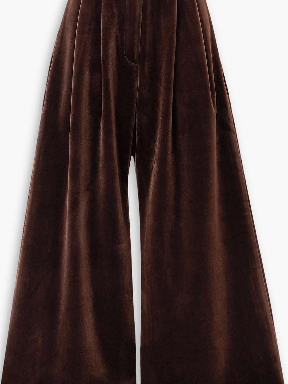 rowe pleated stretch-velvet wide-leg pants