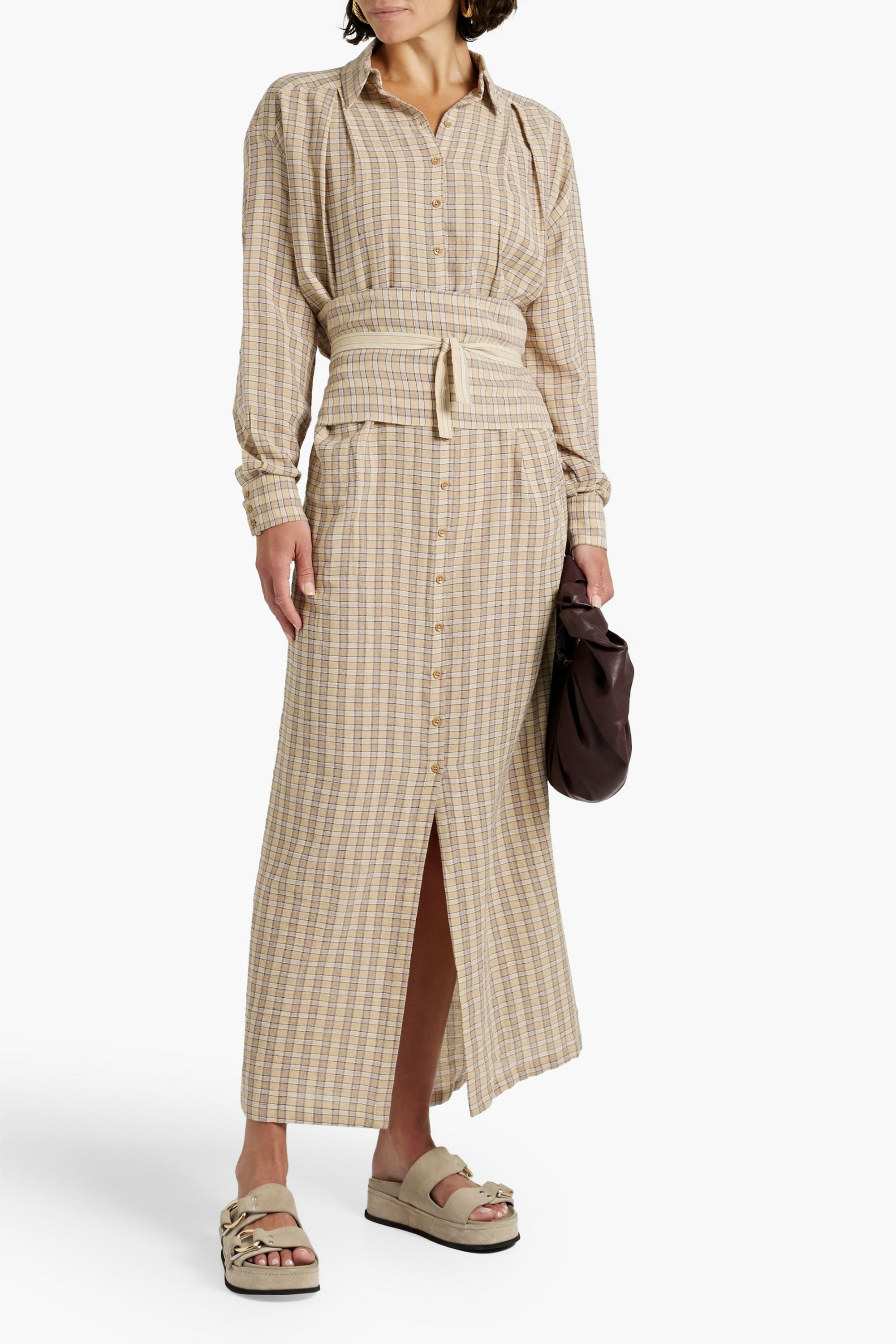 Cortana Ramon checked cotton-blend maxi shirt dress