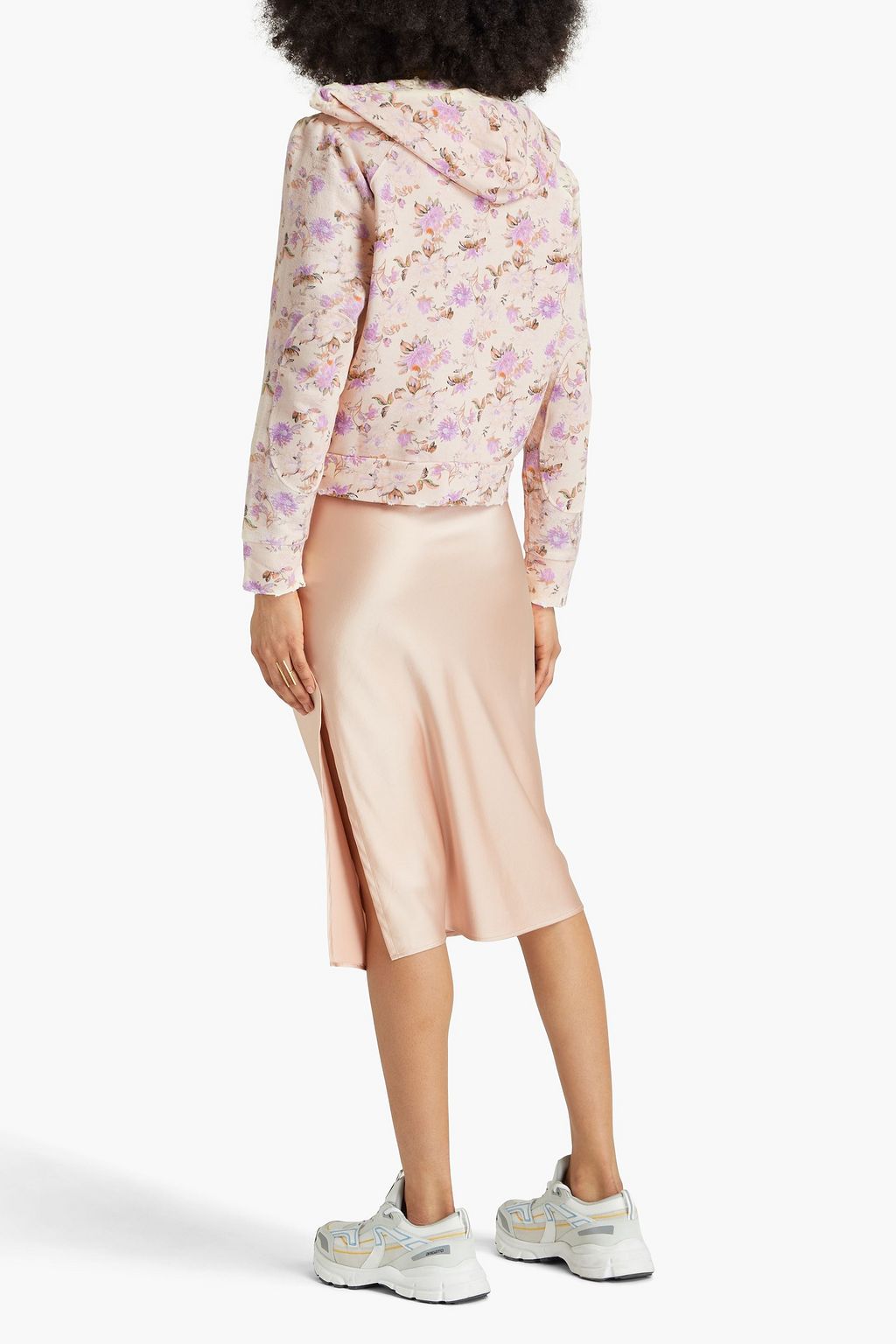 LOVESHACKFANCY Kirby distressed floral-print French cotton-terry hoodie