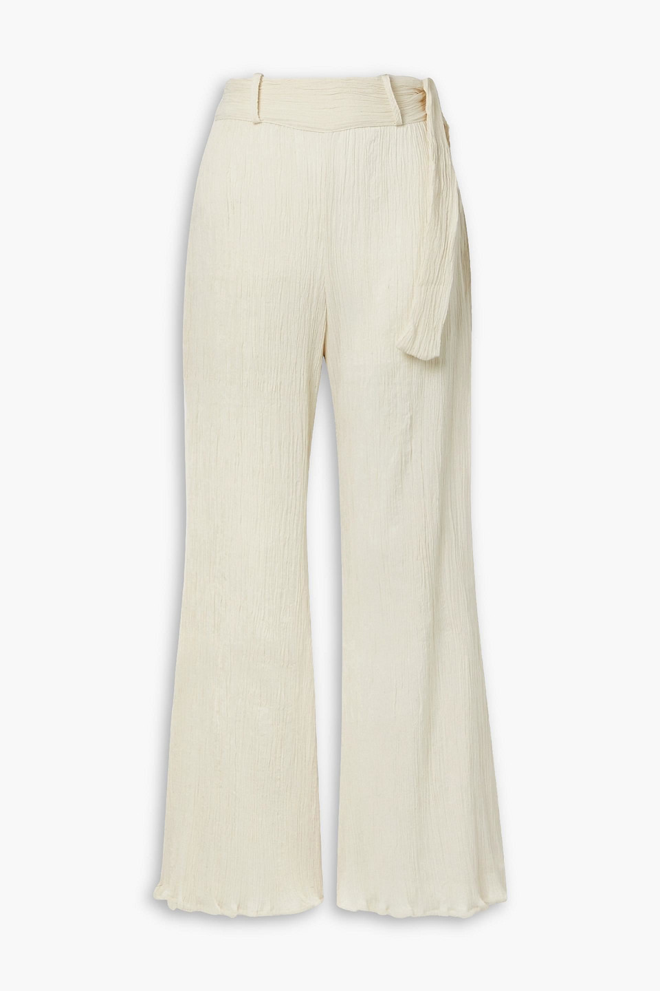 Savannah Morrow Eve Crinkled Cotton-gauze Flared Pants In Ecru