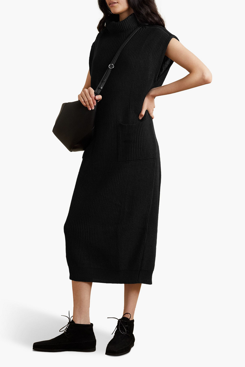 MARA HOFFMAN FADIA RIBBED COTTON TURTLENECK DRESS