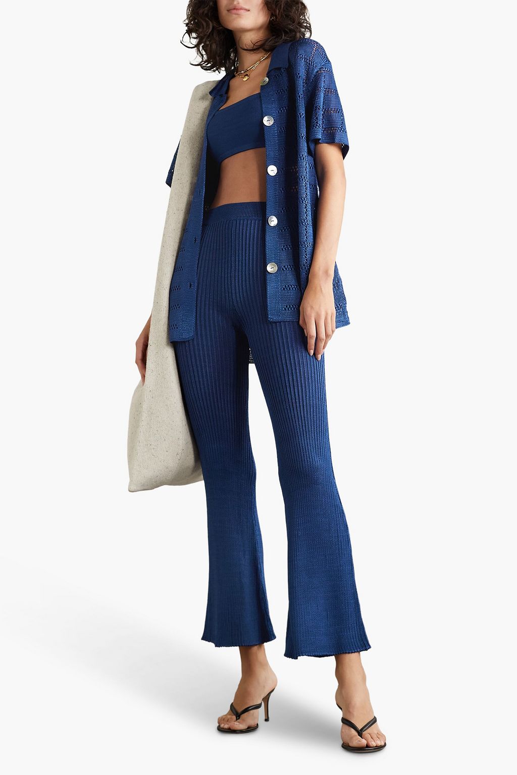 CALLE DEL MAR Pointelle-knit shirt