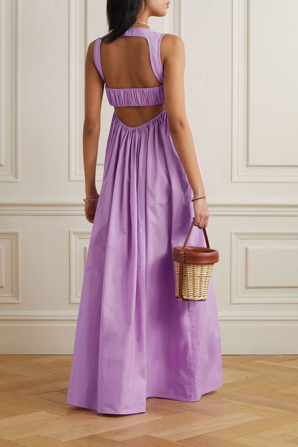OROTON Open-back cotton-poplin maxi dress