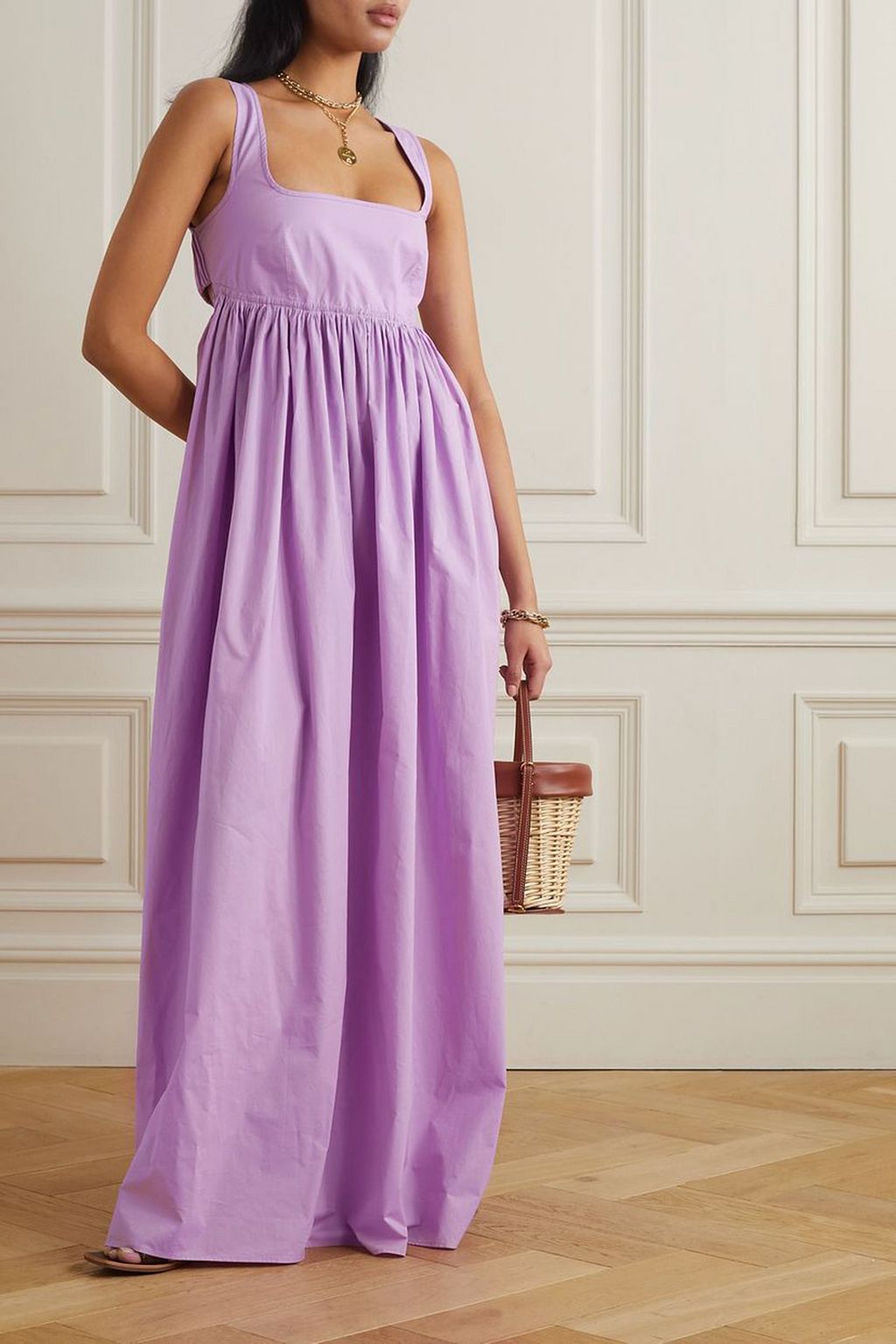 OROTON Open-back cotton-poplin maxi dress