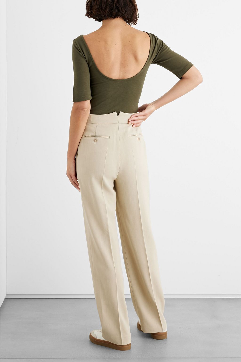 IRIS & INK Maya pleated crepe wide-leg pants