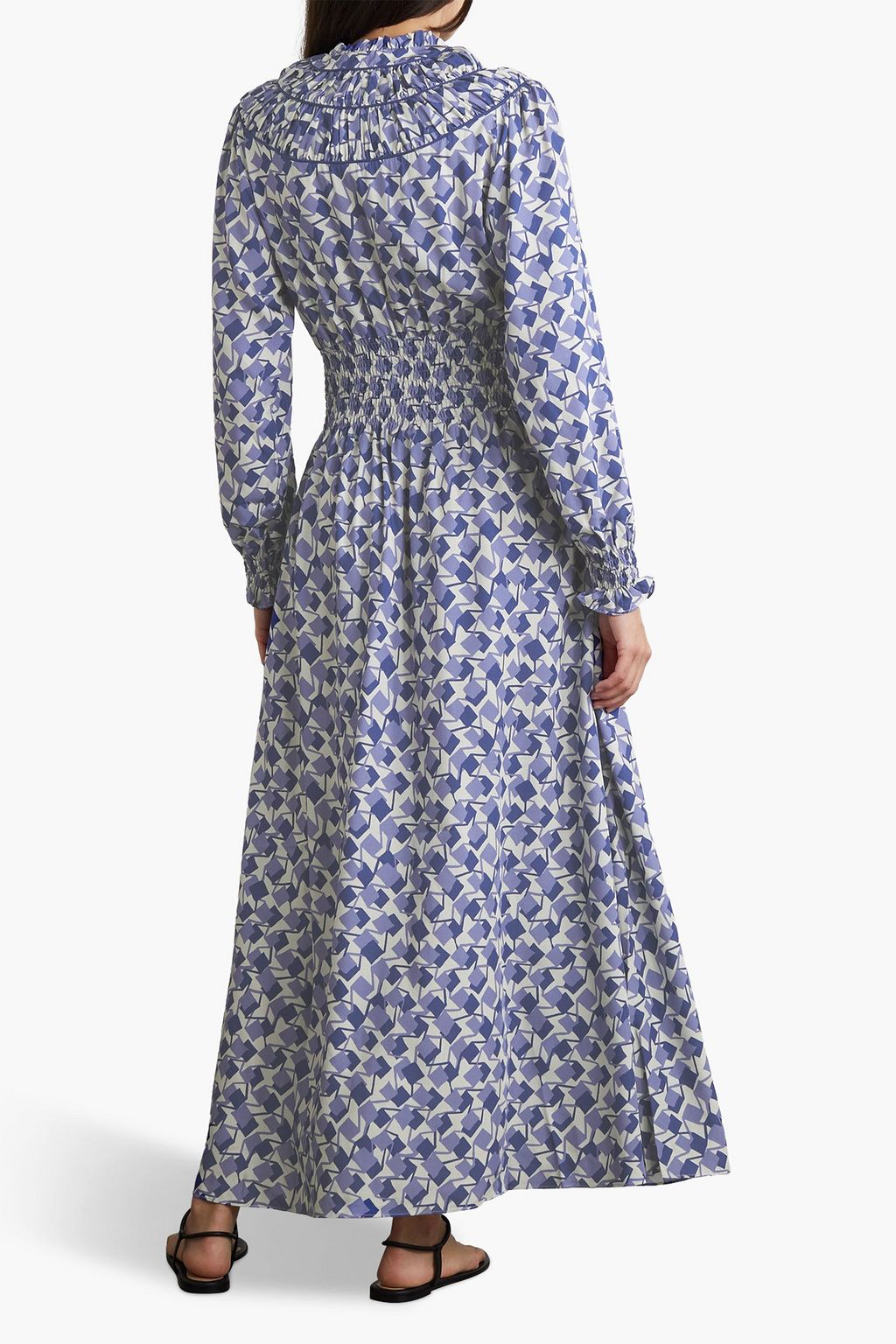 LORETTA CAPONI Zaira smocked printed woven maxi dress