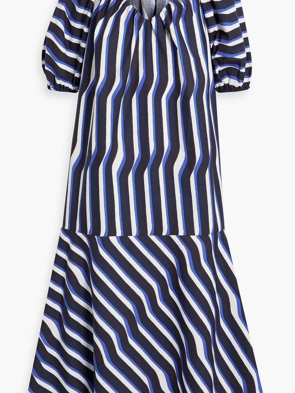 esme striped organic cotton-poplin midi dress