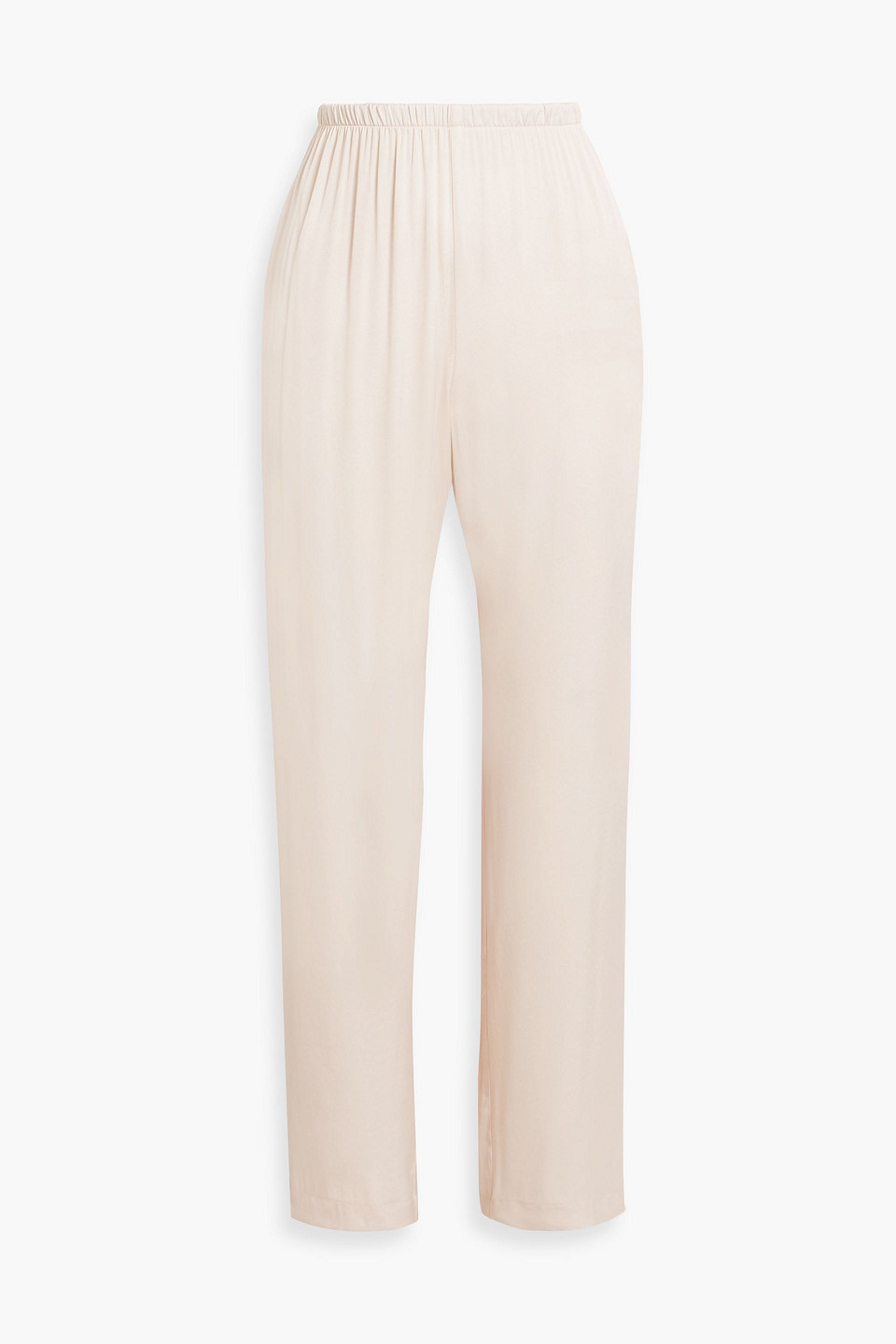 Iris & Ink Leah Satin Straight-leg Trousers In Cream