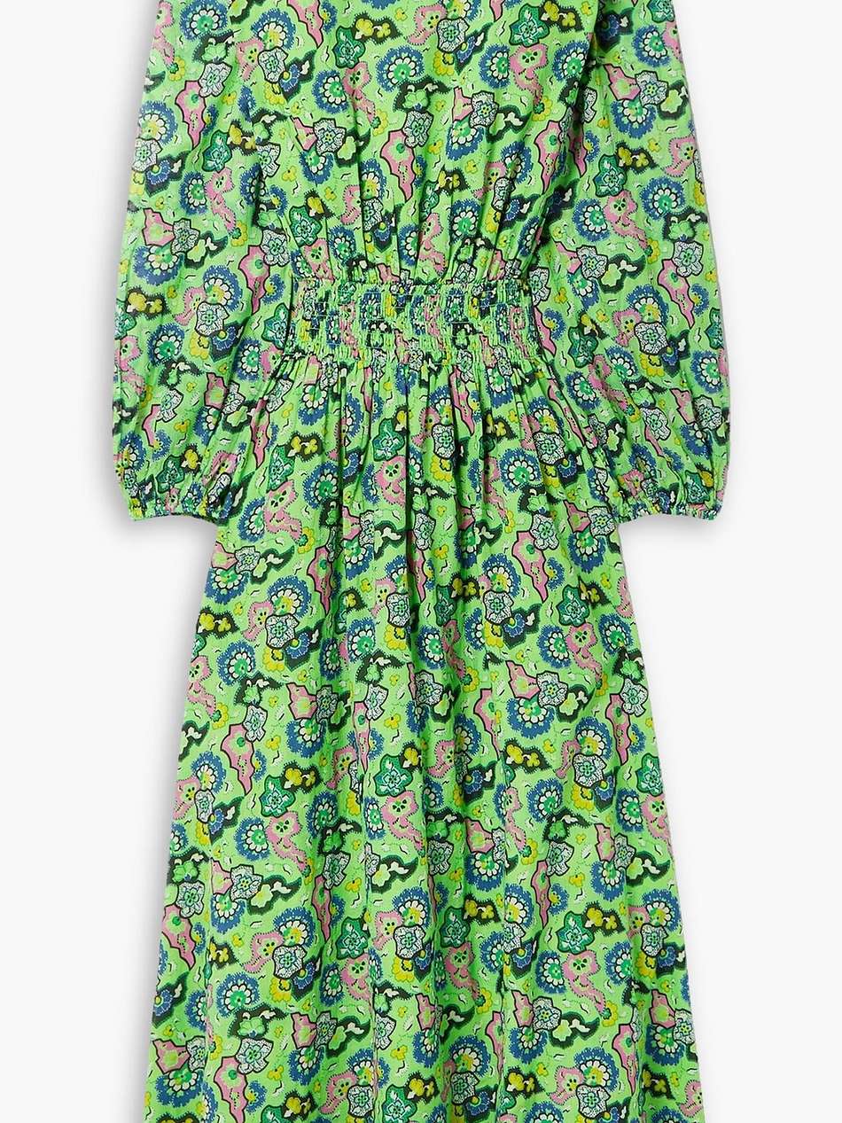 poppy printed cotton-voile midi dress