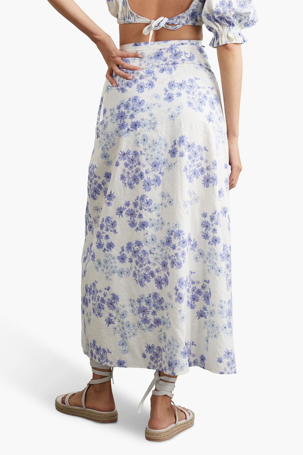 PEONY SWIMWEAR Vacation Maxi-Wickelrock aus einer Baumwollmischung mit floralem Print