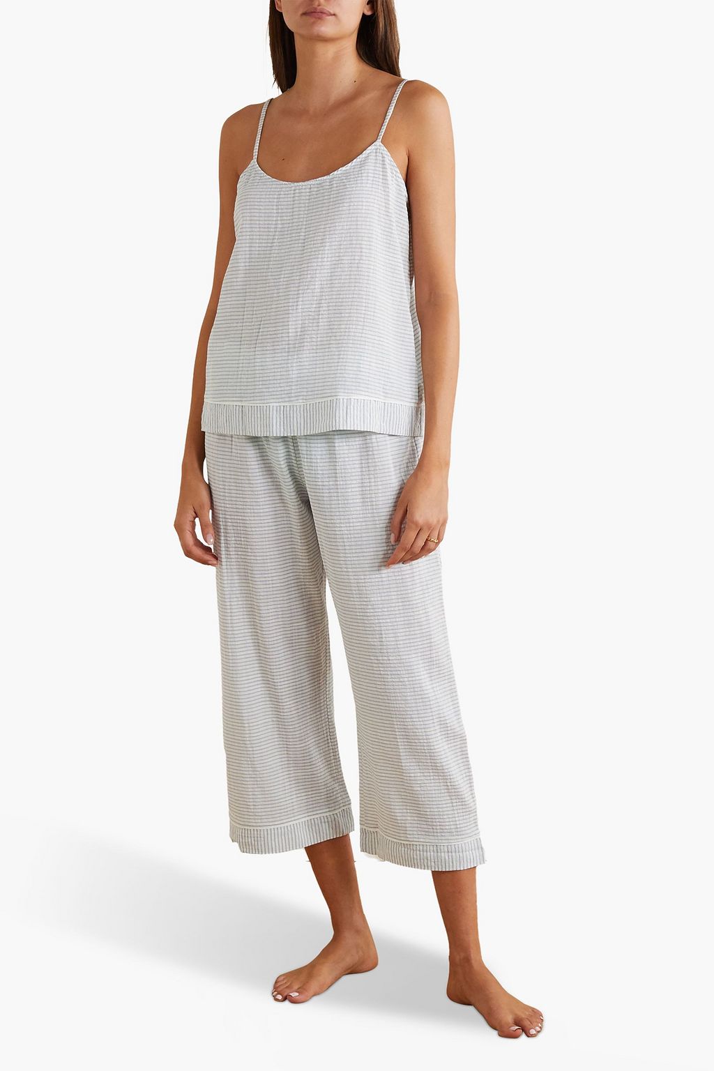EBERJEY Nautico striped cotton-blend gauze pajama top