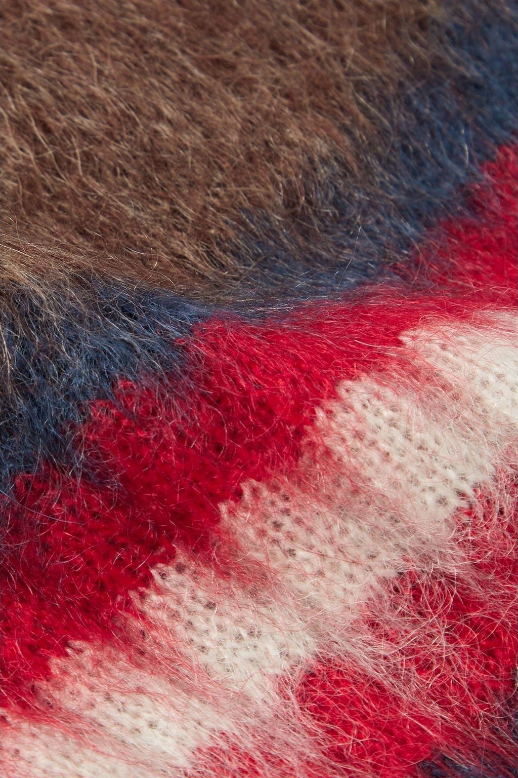 BALMAIN Striped brushed jacquard-knit mohair-blend beanie