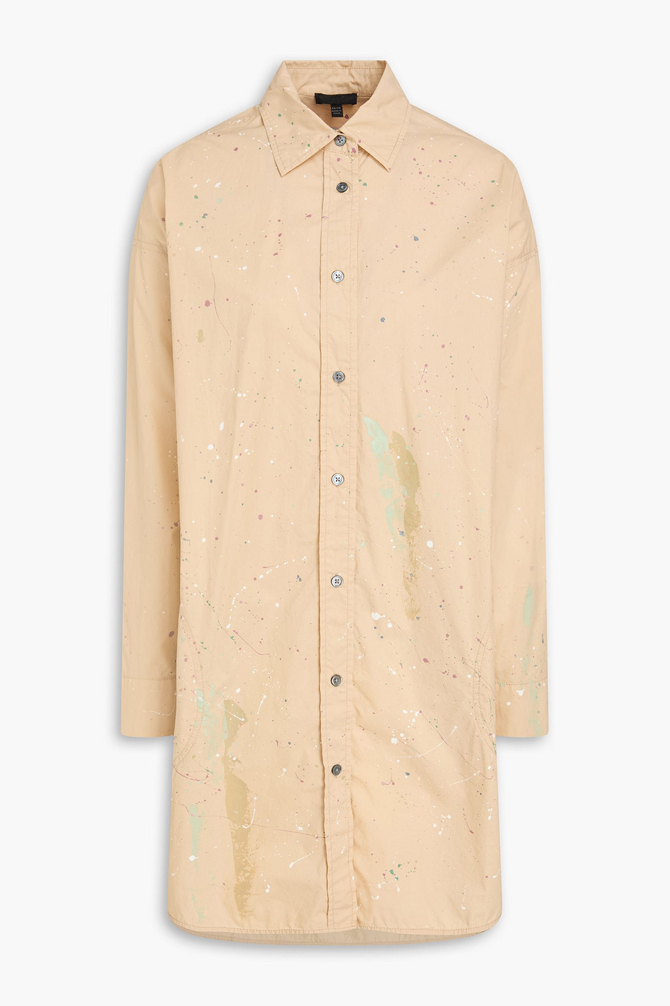 Atm Anthony Thomas Melillo Printed Cotton-poplin Mini Shirt Dress In Neutral