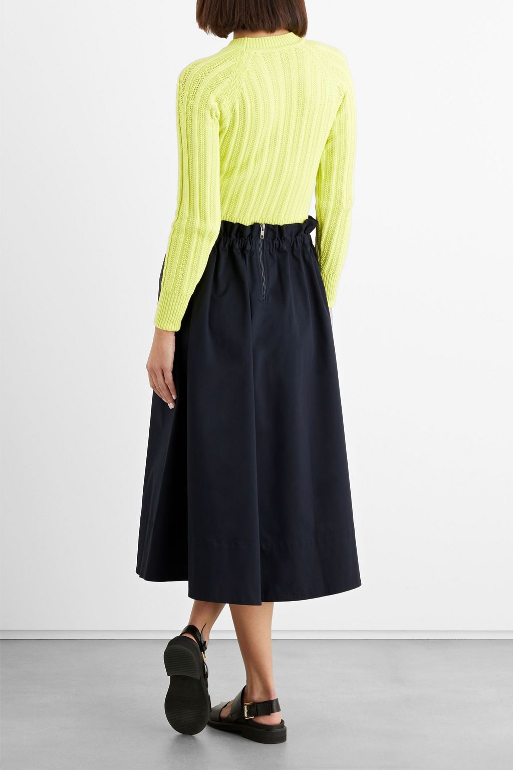 IRIS & INK Livia gathered organic cotton-blend poplin midi skirt