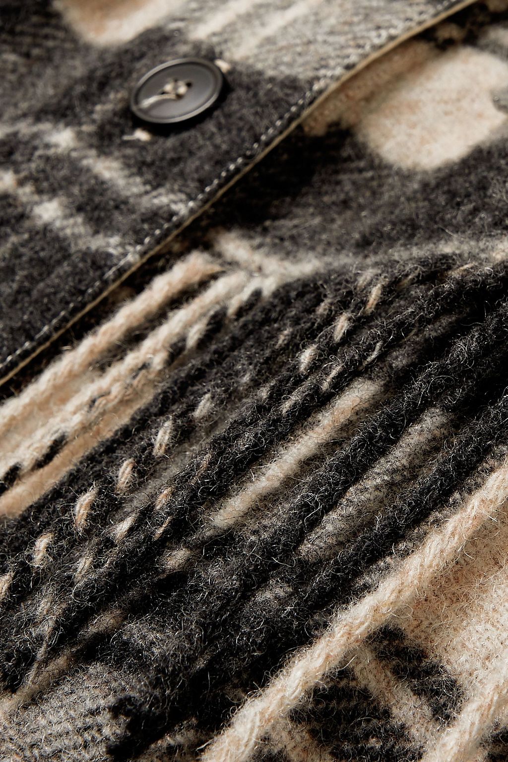 MARANT ÉTOILE Filora fringed checked wool-blend jacket