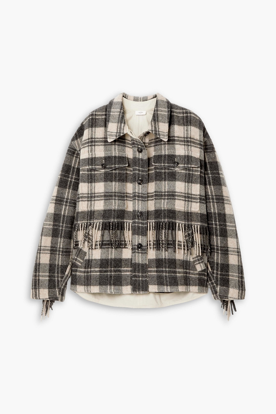 Marant Étoile Filora fringed checked wool-blend jacket