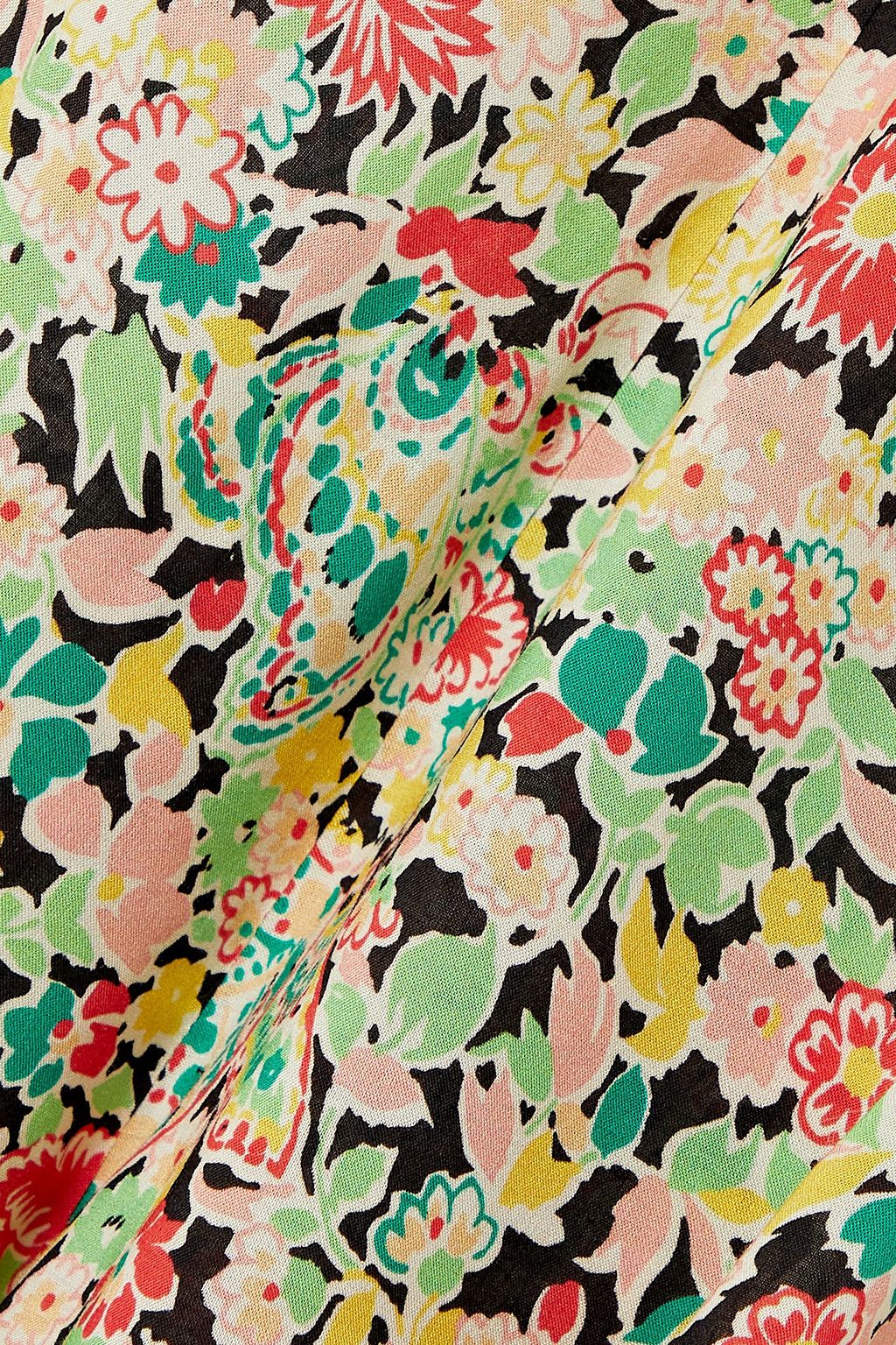 RIXO Rina printed ruffle-trimmed crepe playsuit