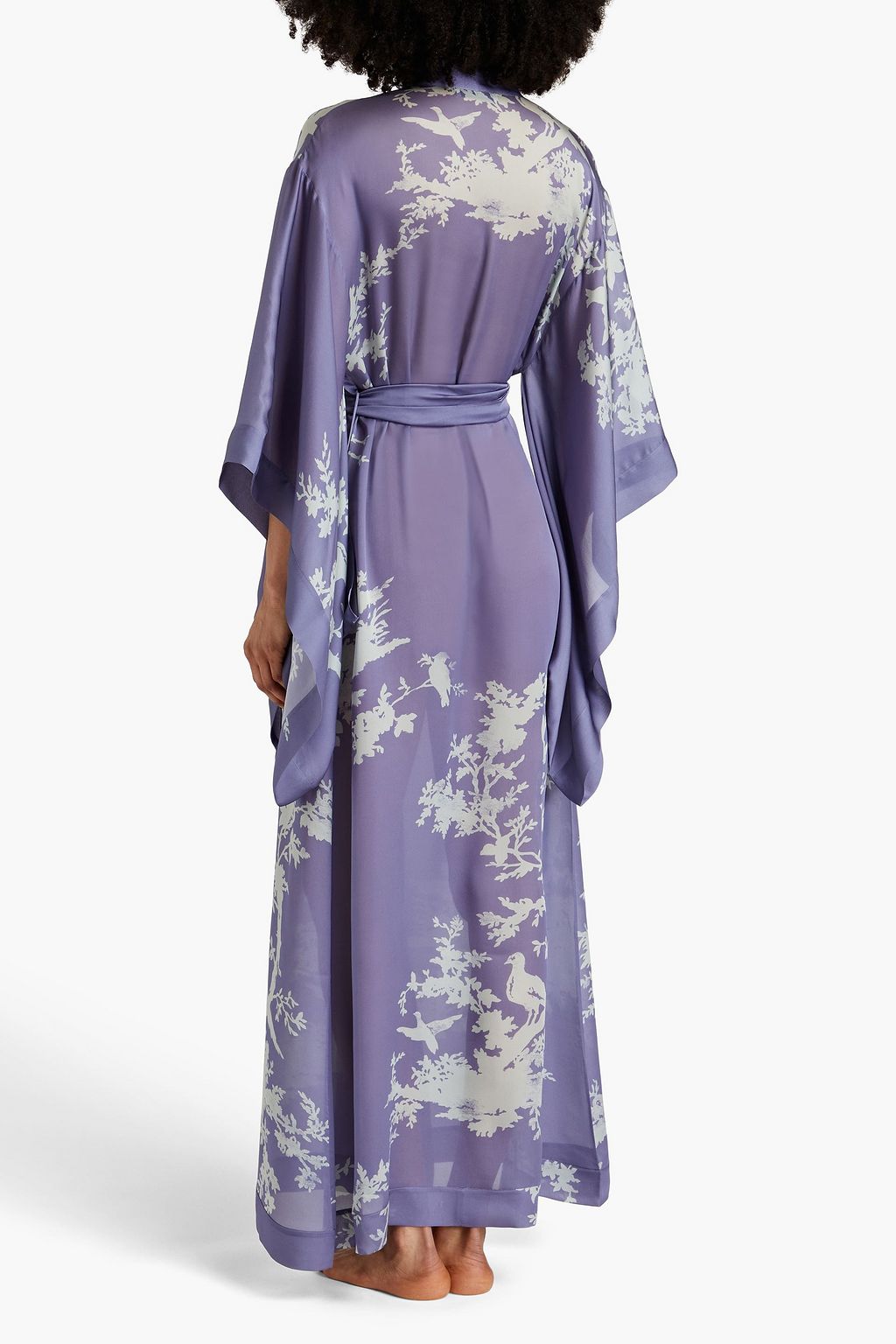 CARINE GILSON Belted printed silk-satin robe