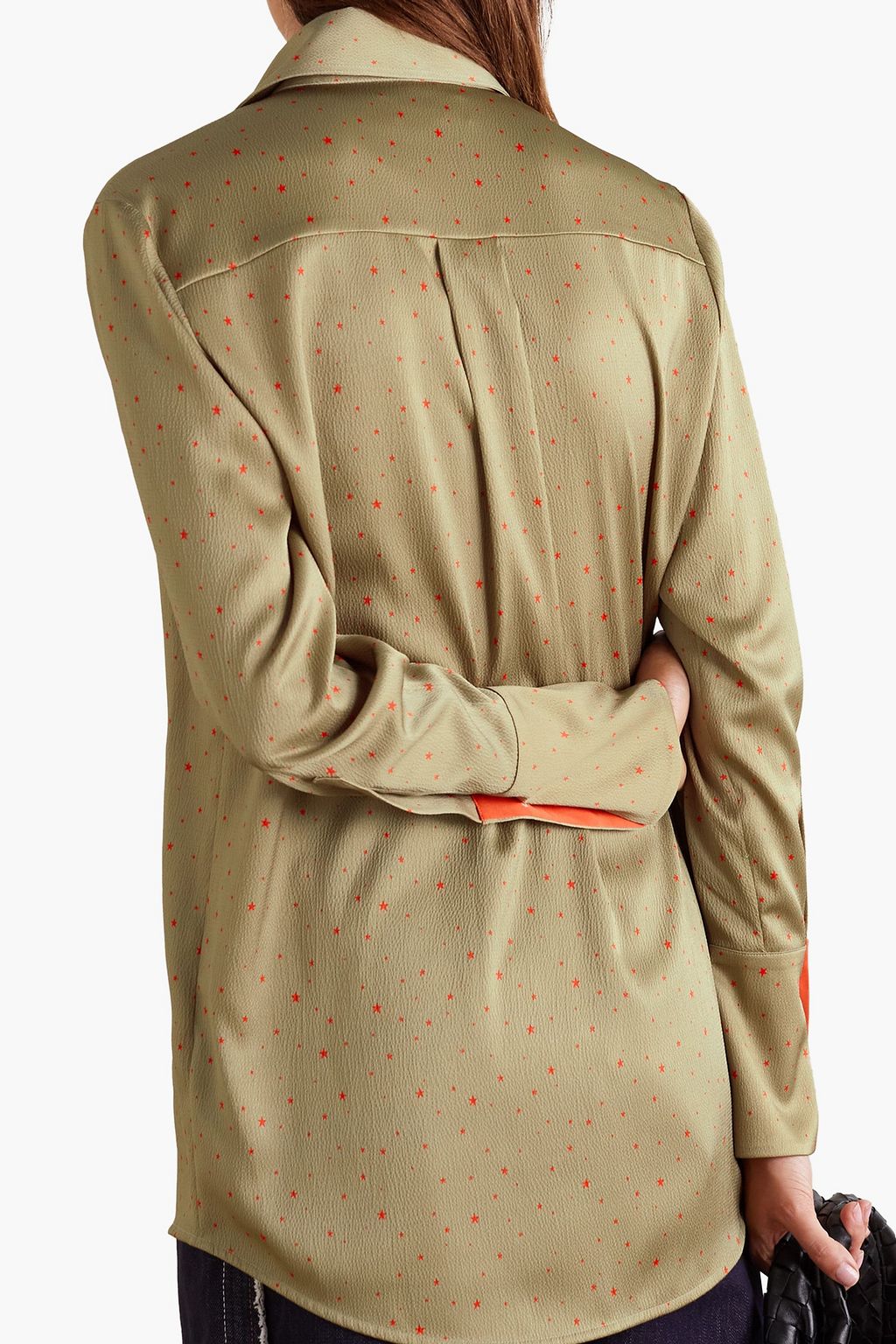 VICTORIA, VICTORIA BECKHAM Printed hammered-satin shirt