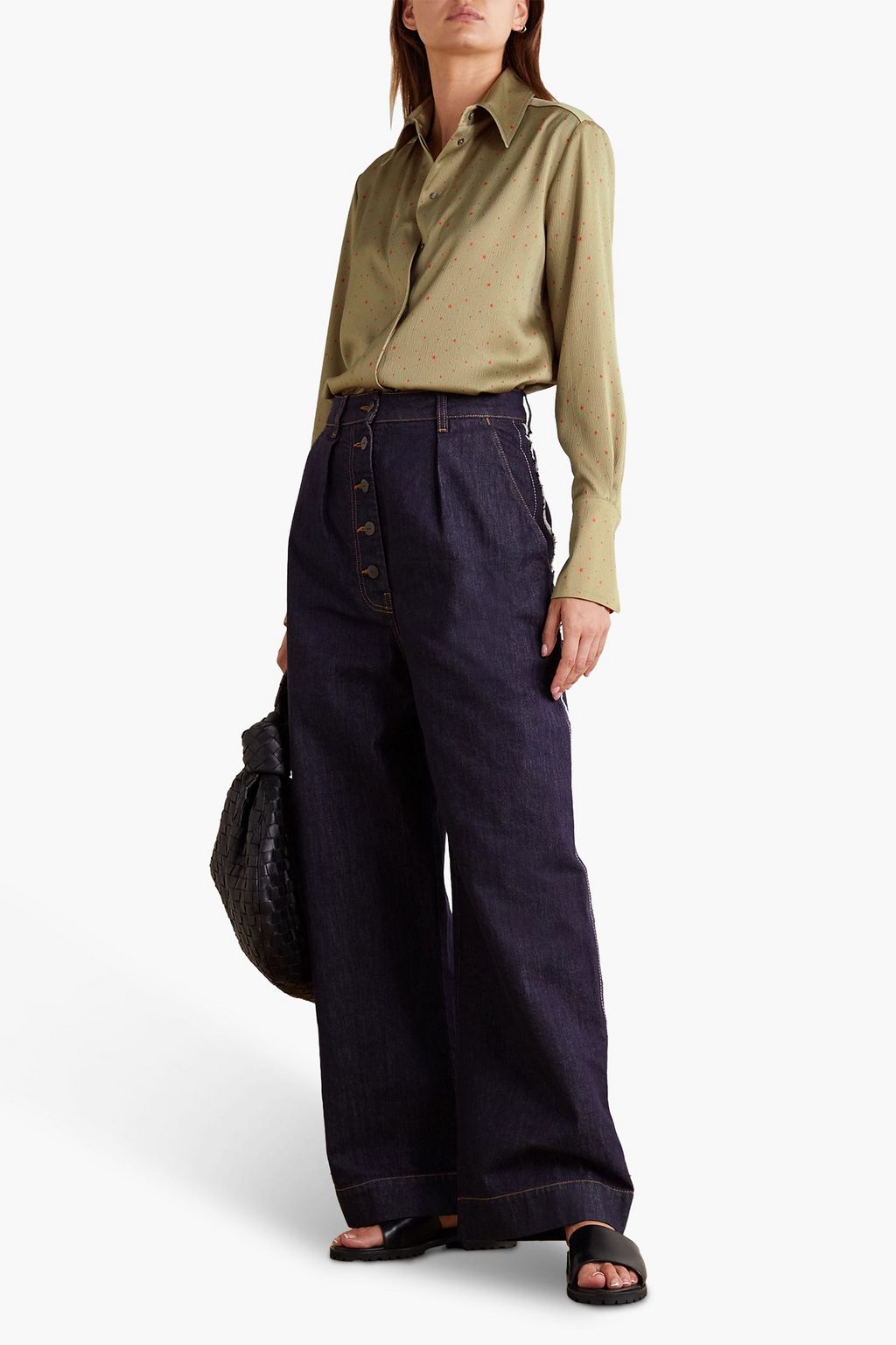 VICTORIA, VICTORIA BECKHAM Printed hammered-satin shirt