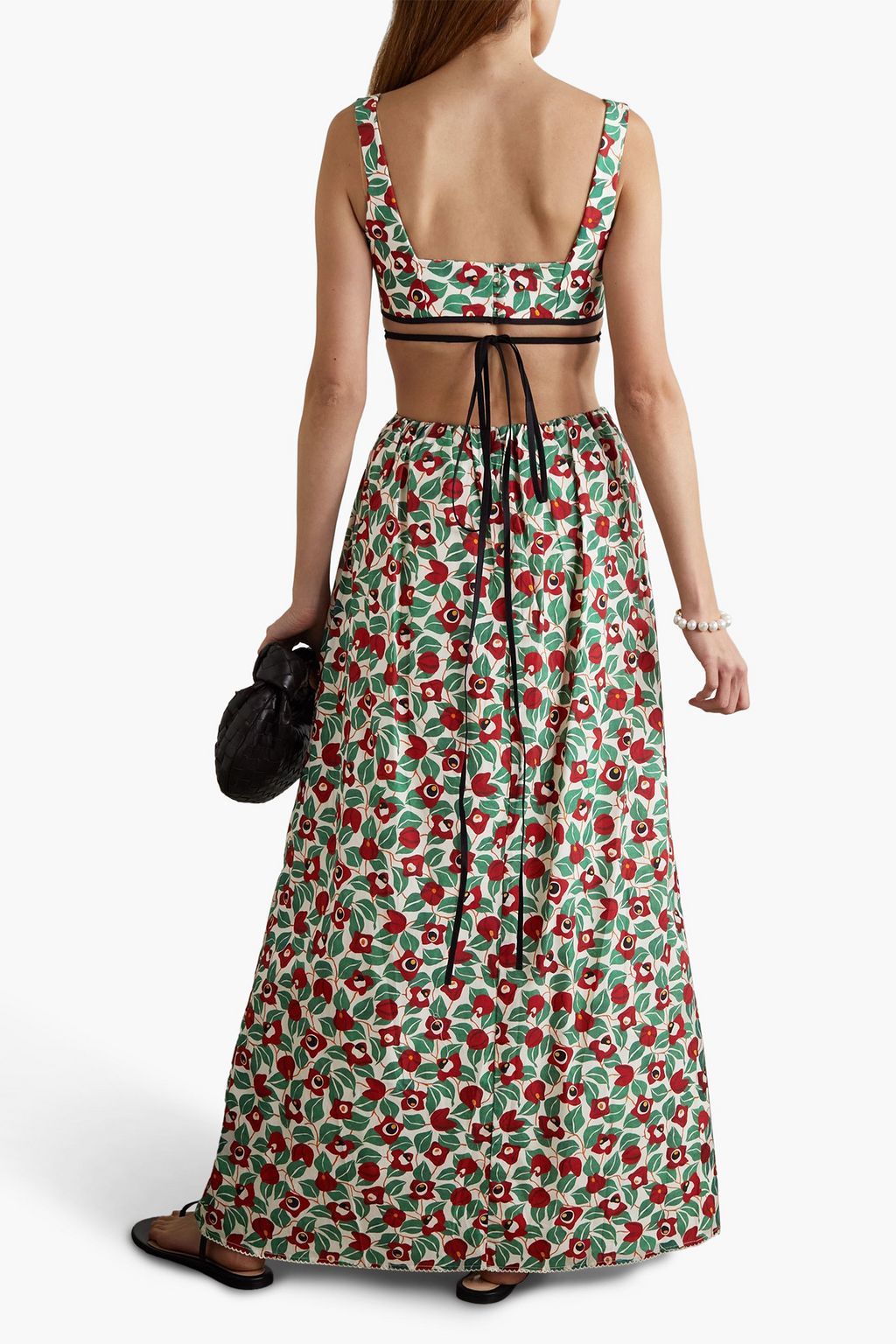 AGUA BY AGUA BENDITA Peonia cutout floral-print cotton maxi dress