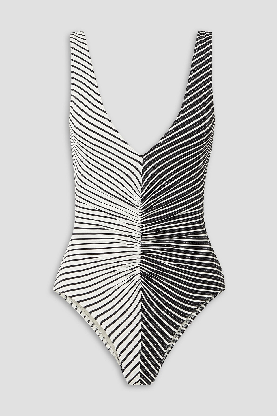 Solid & Striped The Lucia Metallic Striped Swimsuit In White