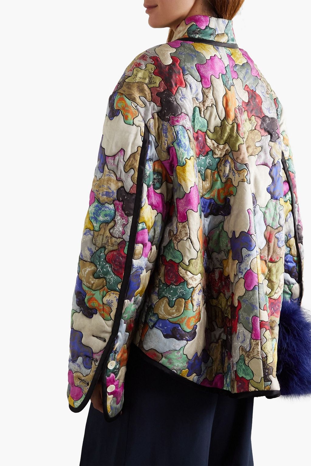 INTERIOR The Vanguard quilted printed silk-satin jacket
