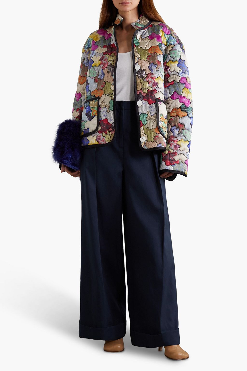 INTERIOR The Vanguard quilted printed silk-satin jacket