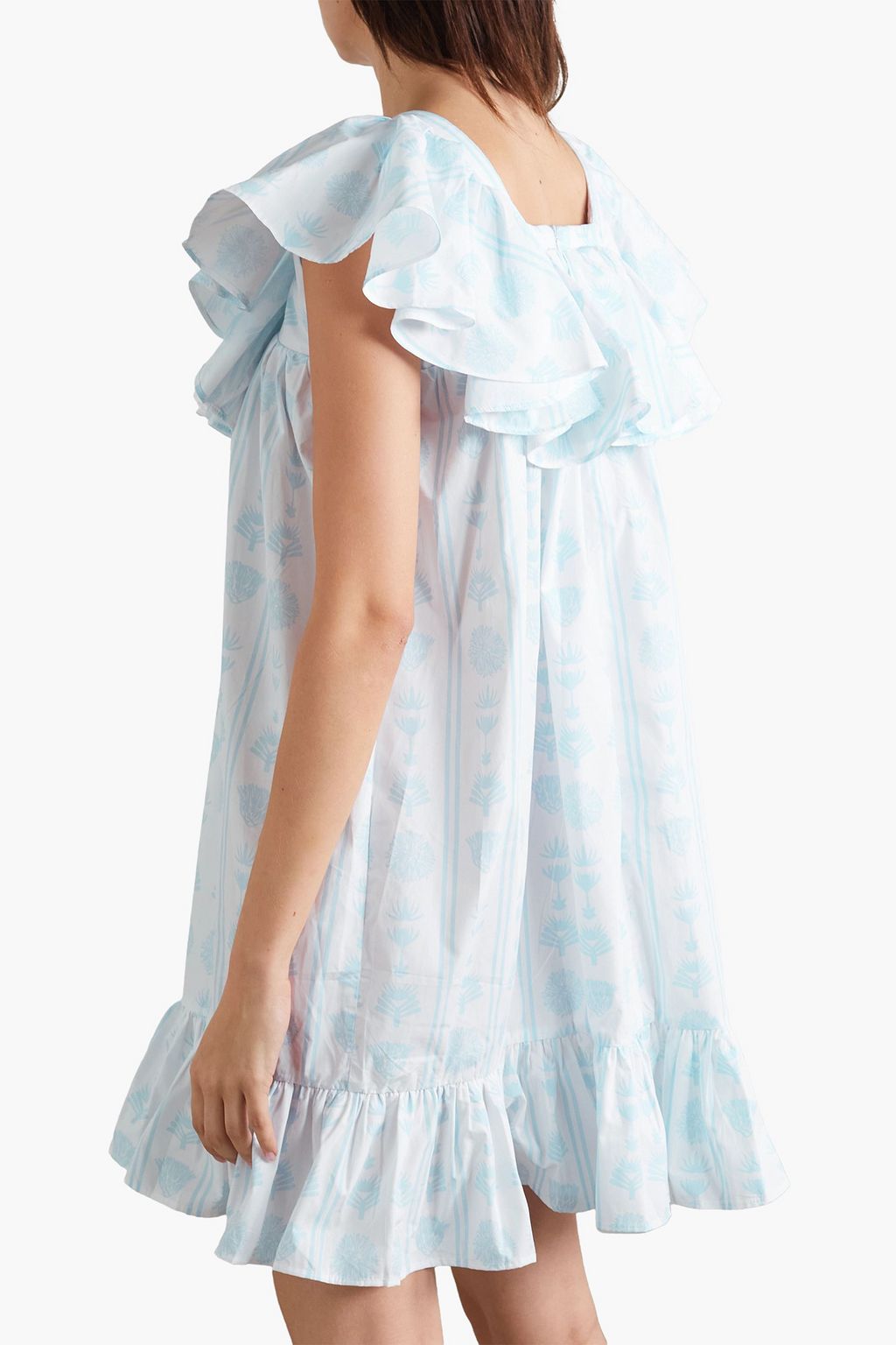 SINDISO KHUMALO Ruffled printed cotton-poplin mini dress