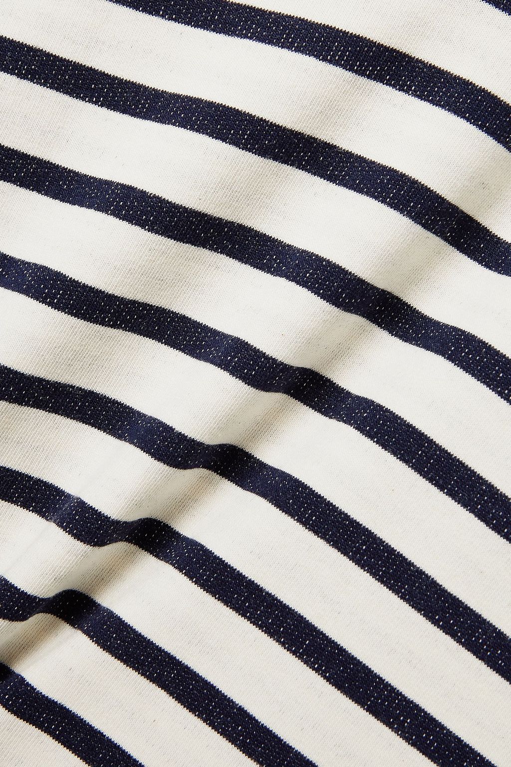 POUR LES FEMMES Striped French cotton-blend terry hooded nightdress