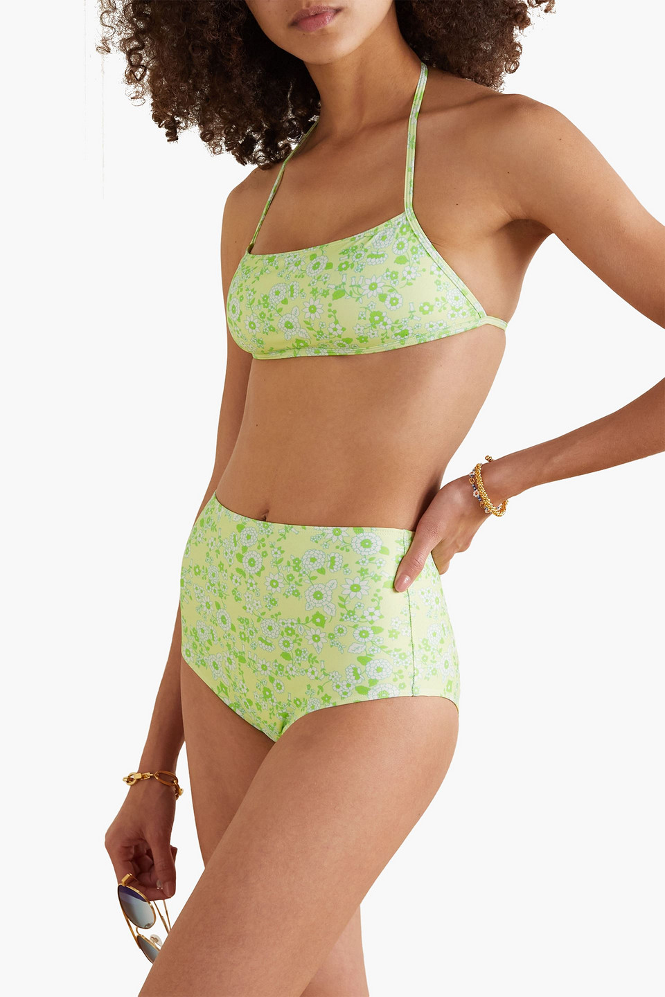  Faithfull - Isa Neckholder-bikini-oberteil Mit Floralem Print - Gelb - M 