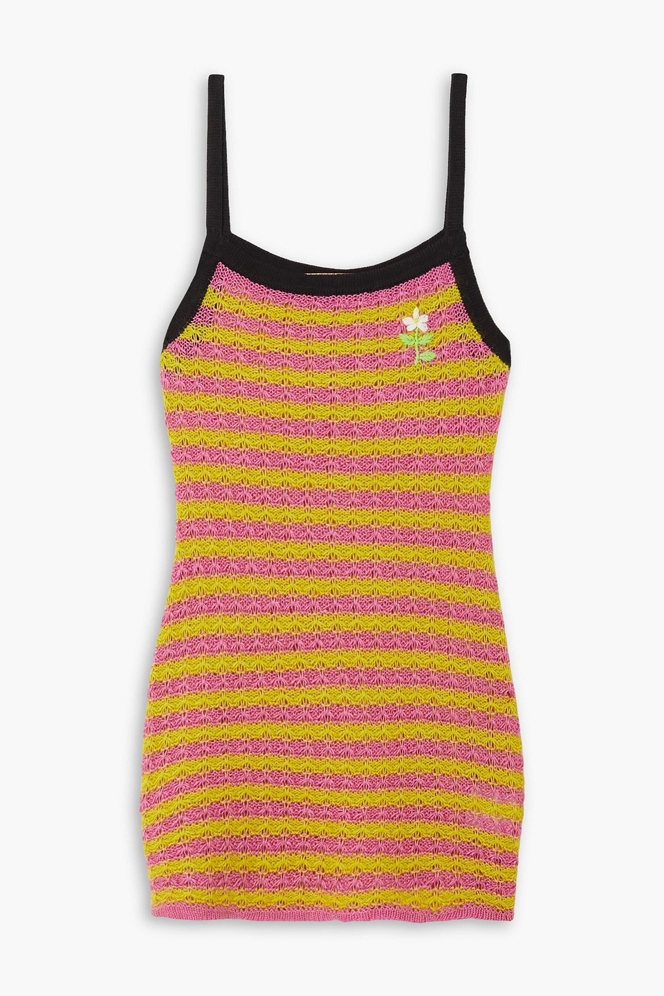 Cormio - Vanessa striped embroidered linen-blend mini dress - Yellow - L