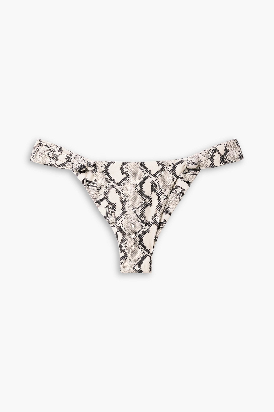 Vix Paula Hermanny Mia Knotted Snake-print Low-rise Bikini Briefs In Ecru