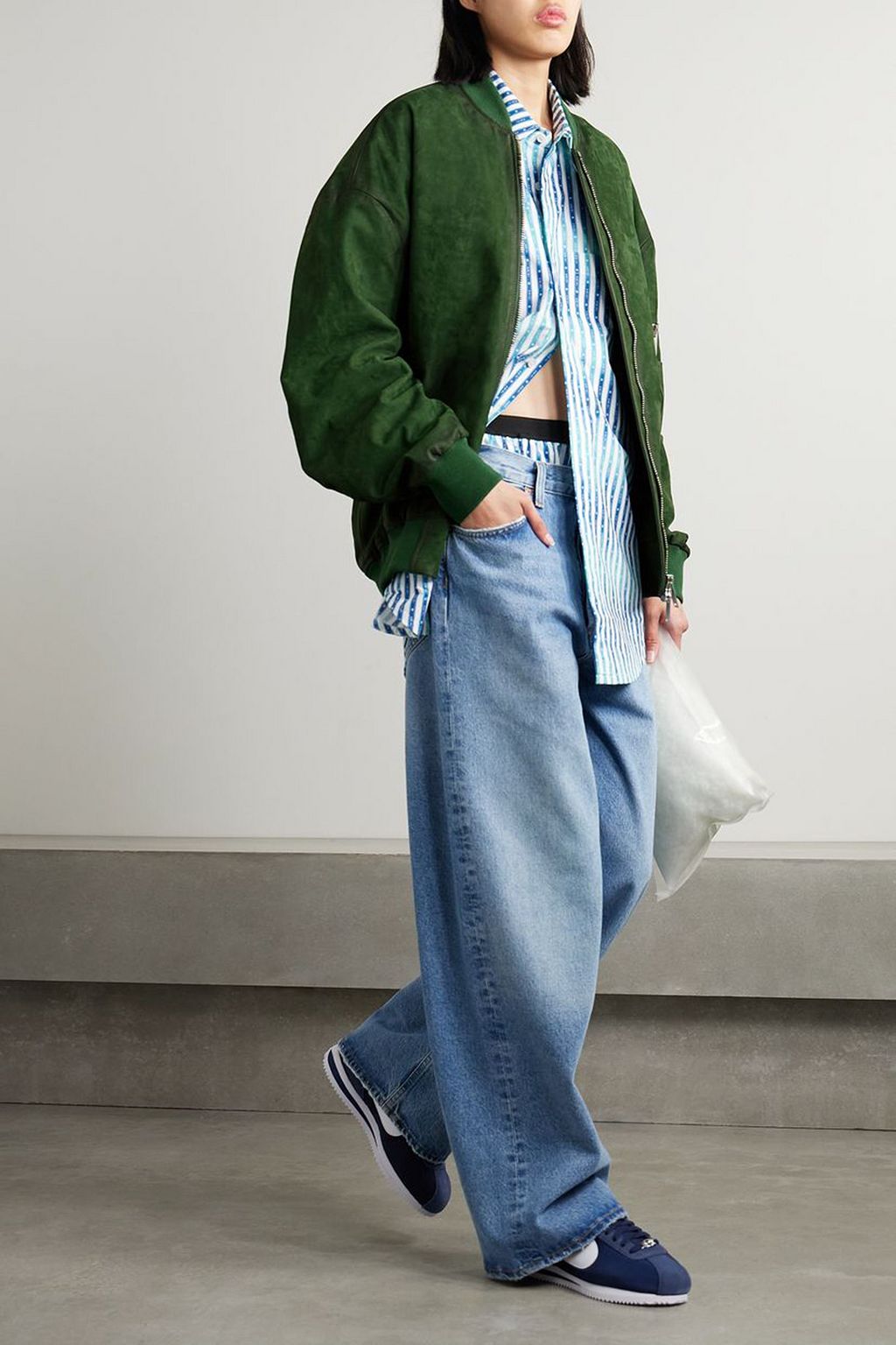 HALFBOY Oversized-Bomberjacke aus Veloursleder