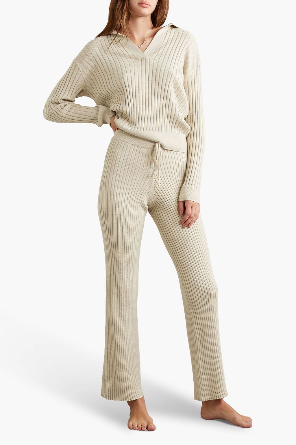 SKIN Kennedy ribbed cotton-blend pants