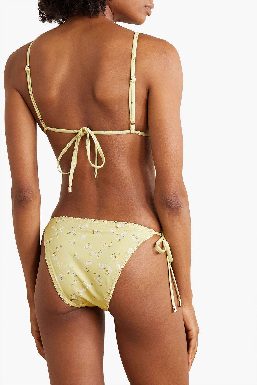 PEONY SWIMWEAR سروال بيكيني بخصر منخفض بحواف من الكروشيه مزين بطبعات على شكل زهور