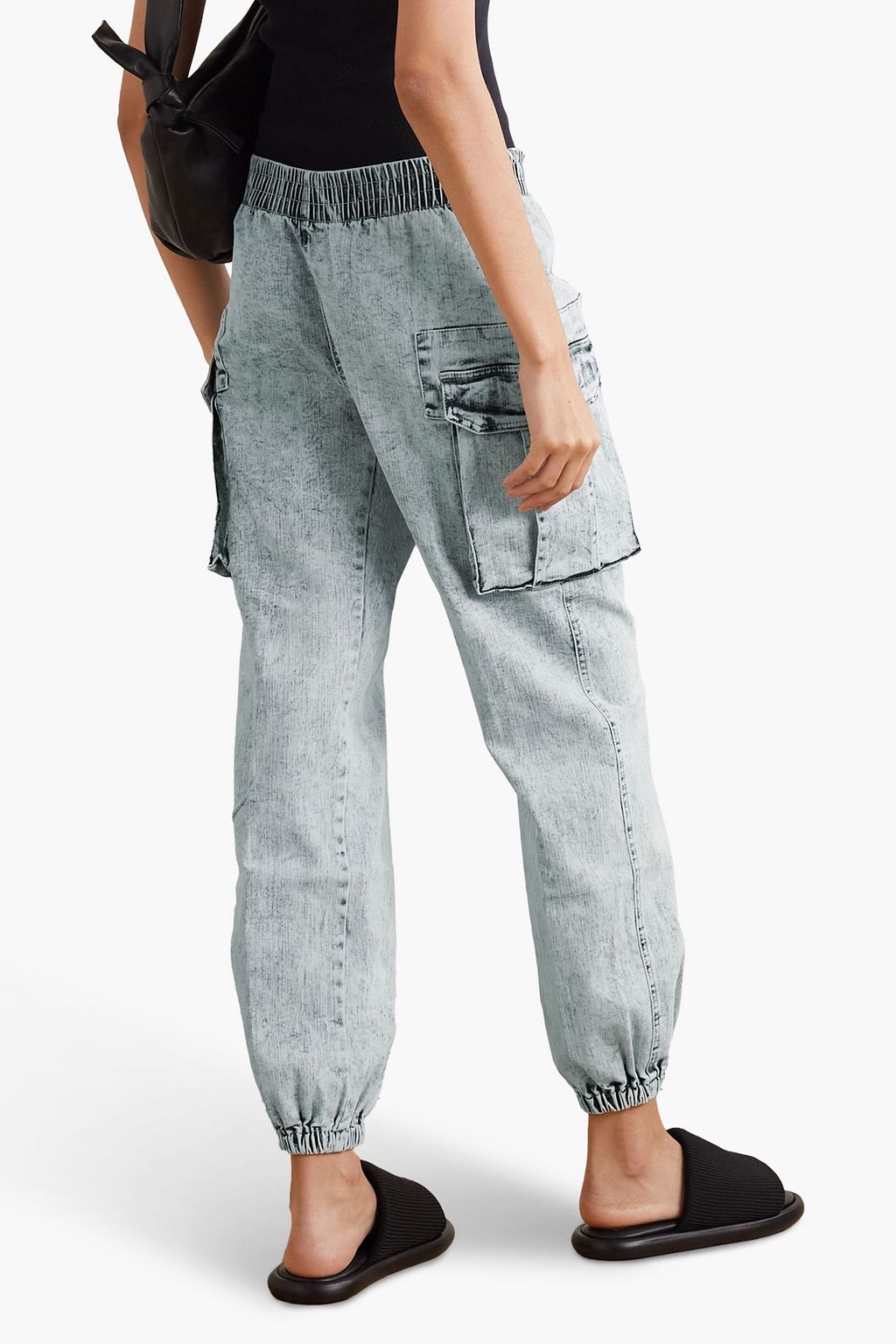 NORMA KAMALI Acid-wash cotton-jersey tapered pants