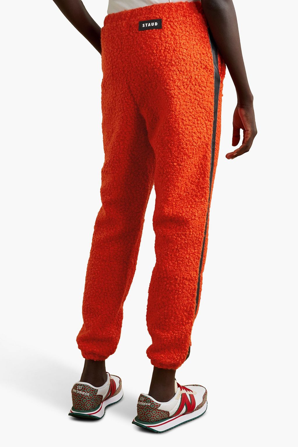 STAUD Chutes faux leather-trimmed fleece track pants