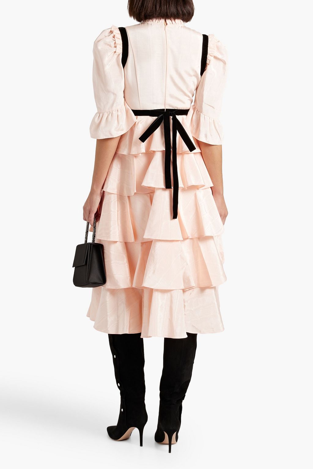 BATSHEVA Simone tiered ruffled moire midi dress