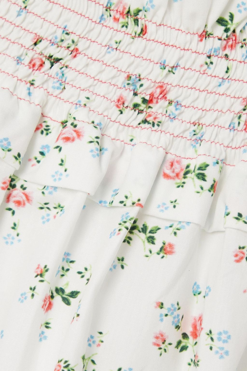 LORETTA CAPONI Stefania shirred floral-print cotton-poplin maxi dress