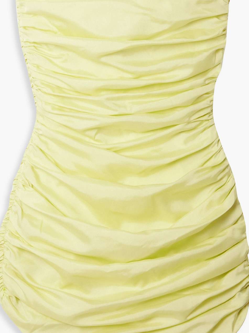 rushi strapless ruched silk-blend faille mini dress