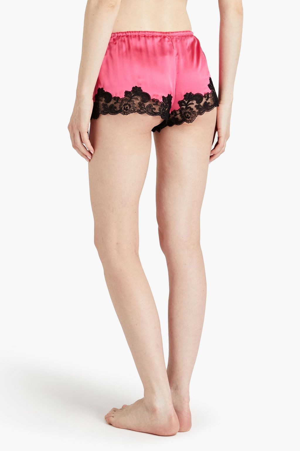 LORETTA CAPONI Ottavia lace-trimmed silk-satin pajama shorts