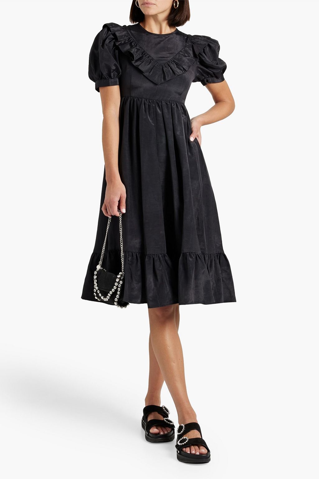 BATSHEVA May ruffled lamé midi dress