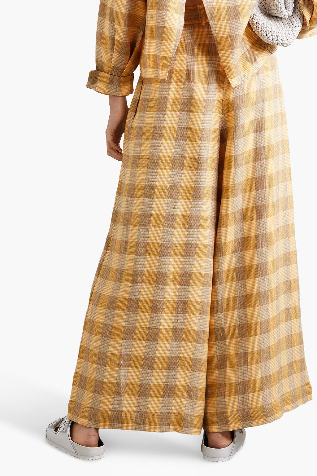 KING & TUCKFIELD Checked linen wide-leg pants