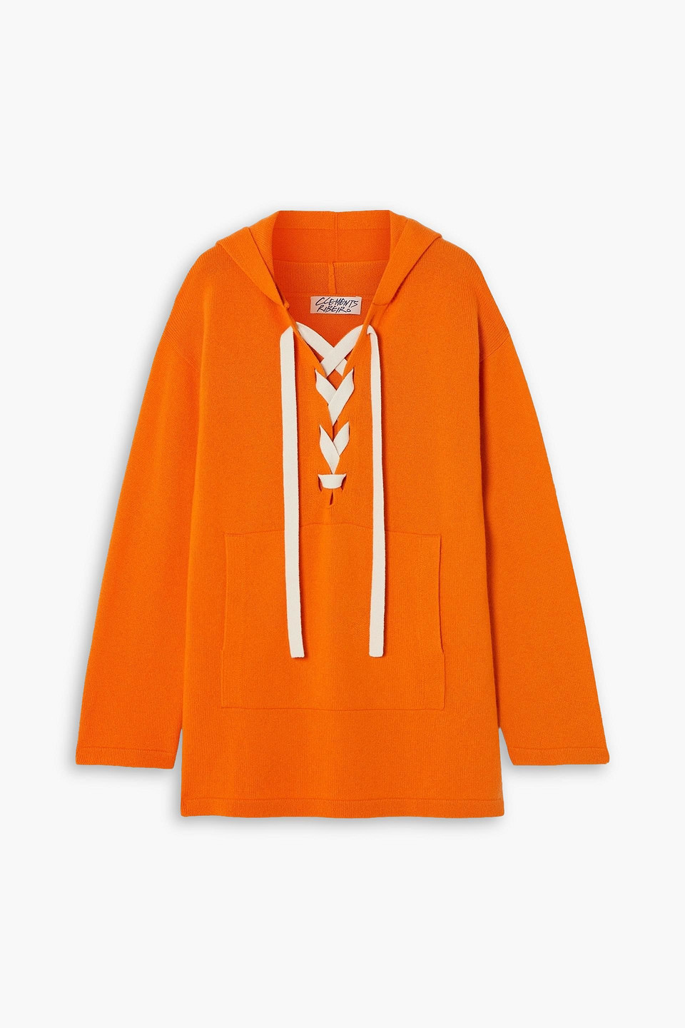 Clements Ribeiro Dakota Baja Lace-up Cashmere Hoodie In Orange